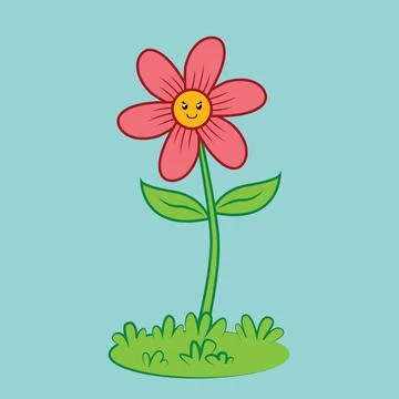 Cartoon Flower illustration EPS Vector Stock Illustration
