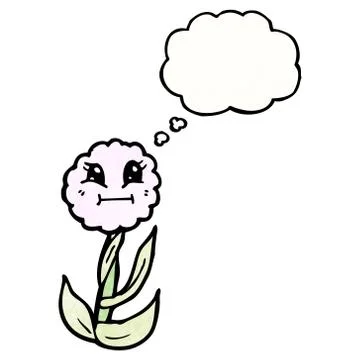 Cartoon flower with thought bubble Illustrazione stock