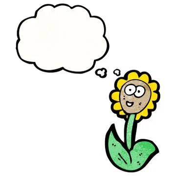 Cartoon flower with thought bubble Illustrazione stock