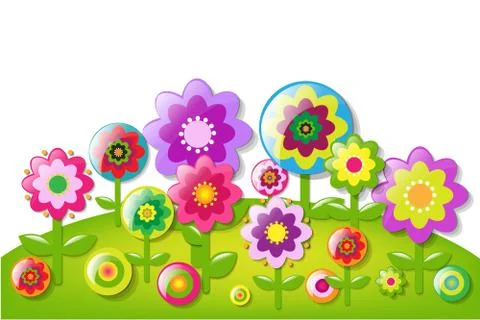 Cartoon flowers border Stock Illustration