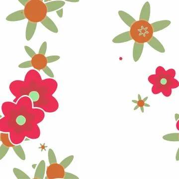 Cartoon Flowers Seamless Vector Pattern - Repeating ornament for textile Stock Illustration