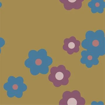 Cartoon Flowers Seamless Vector Pattern - Repeating ornament for textile Stock Illustration