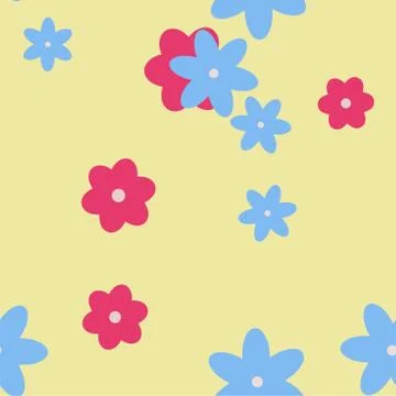 Cartoon Flowers Seamless Vector Pattern - Repeating ornament for textile Stock Illustration