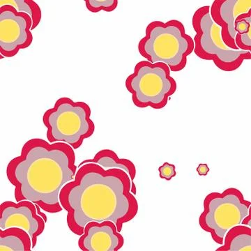 Cartoon Flowers Seamless Vector Pattern - Repeating ornament for textile Stock Illustration