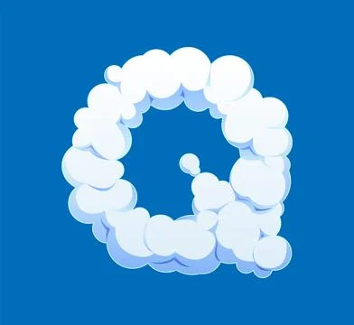 Cartoon fluffy cloud font letter Q Stock Illustration
