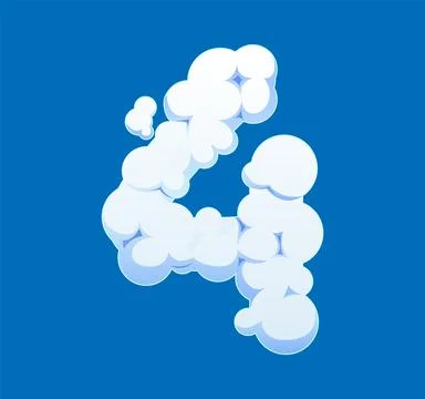 Cartoon fluffy cloud font number 4 four Stock Illustration