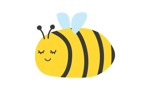 Cartoon flying bee flat vector illustration clipart cartoon style Stock Illustration