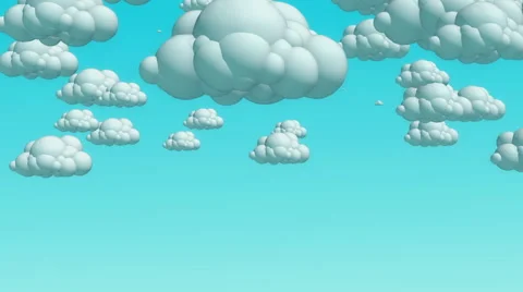Cartoon flying clouds in the daytime sky Stock Footage 57851111