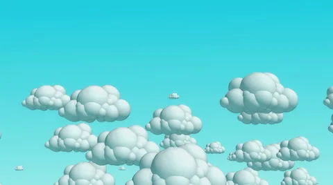 Cartoon flying clouds in the daytime sky Stock Footage 57852075