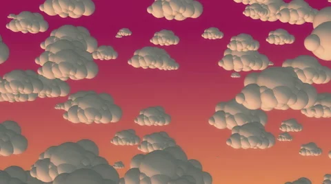 Cartoon flying clouds in the evening sky Stock Footage 57845719
