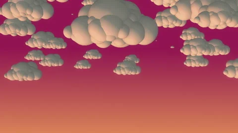 Cartoon flying clouds in the evening sky Stock Footage 57851351