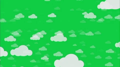Cartoon flying up clouds isolated on chroma key green screen . Stock Footage 312999834