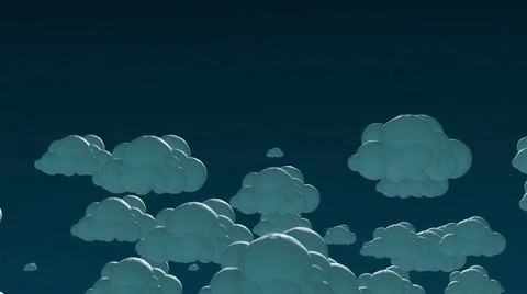 Cartoon flying clouds in the night sky. 3d animation with alpha-matte channel Stock Footage 57895117
