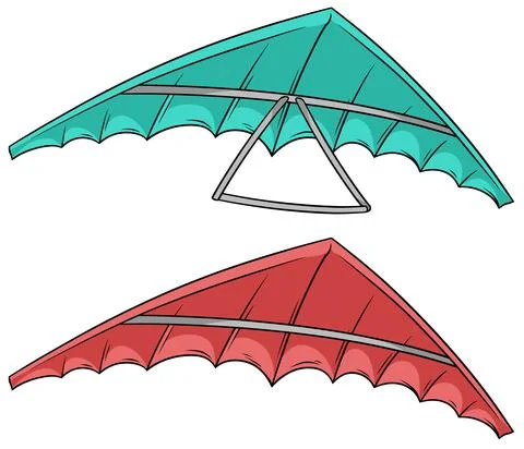 Cartoon flying hang-glider vector icon set 스톡 일러스트