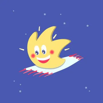 Cartoon flying on a magic carpet. Vector illustration Stock Illustration