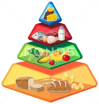 Cartoon Food Pyramid Infographic: A Nutritional Guide ~ Clip Art #249862879