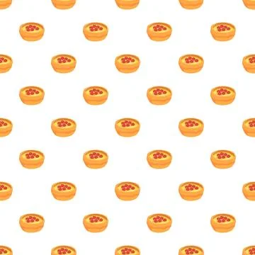 Cartoon food seamless pattern repeating sweet dessert tarts Stockillustratie