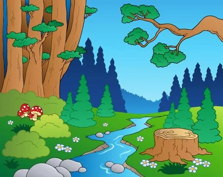 Cartoon forest landscape  Illustrazione stock