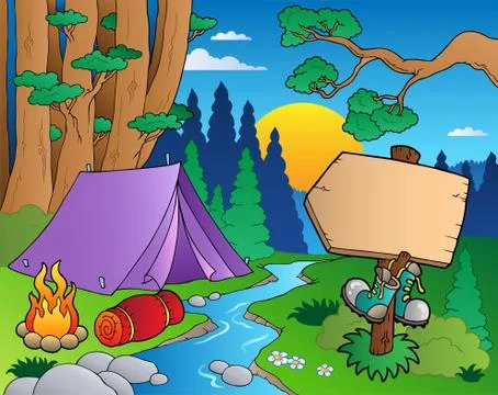 Cartoon forest landscape  Stock Illustration