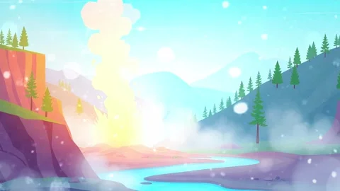 Cartoon Forest Scene Abstract Landscape: colorful abstract landscape Stock Footage 330320643
