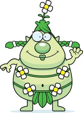 Cartoon Forest Sprite Waving 库存插图