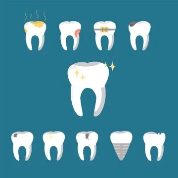 Cartoon Formation Dental Problems Set Health Care Tooth Concept Flat Design S Stock Illustration