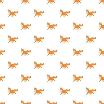 Cartoon fox seamless walking pattern on white background Stockillustratie