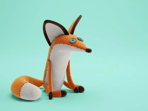 Cartoon fox sitting on blue background Stock Illustration