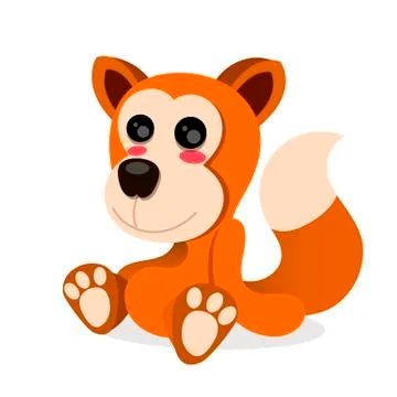 Cartoon Fox sitting. Vector illustration on white background Illustrazione stock