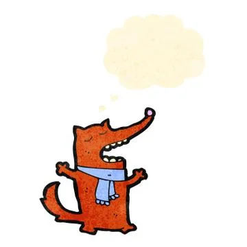 Cartoon fox with thought bubble Illustrazione stock