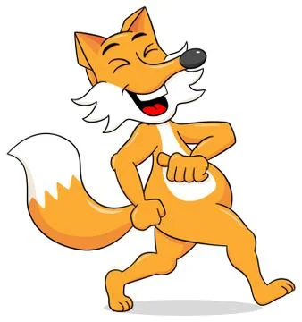 Cartoon fox  is walking satisfied Stock Illustration