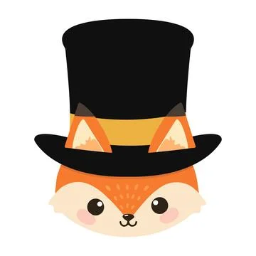Cartoon Fox Wearing Top Hat Illustration Stock Illustration