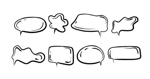 Cartoon frames for text, hand drawn speech bubbles Stock Illustration