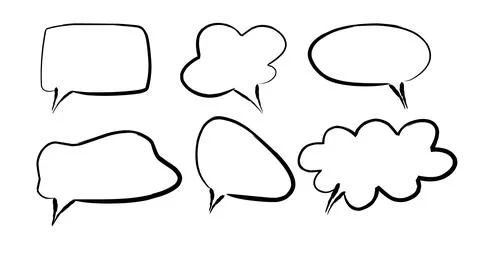 Cartoon frames for text, hand drawn speech bubbles Stock Illustration