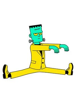 Cartoon Frankenstein Doing the Splits Stock Illustration