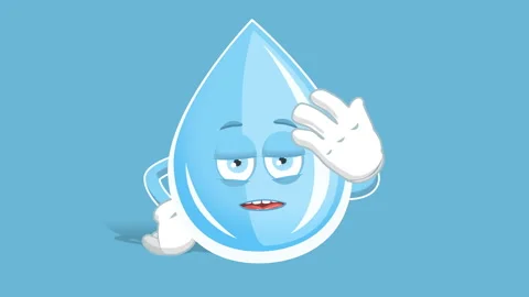 Cartoon Fresh Drinking Water Drop Upset Facepalm Speak with Face Animation Alpha Stock Footage 100074257