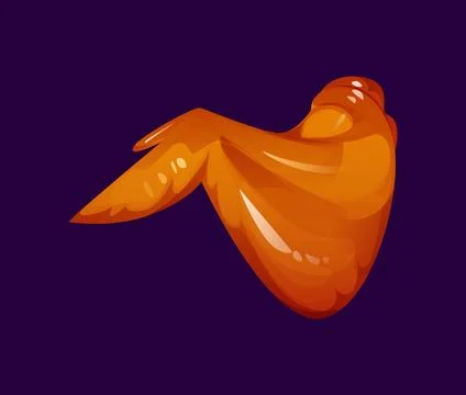 Cartoon fried chicken wing with BBQ sauce, food Stock Illustration