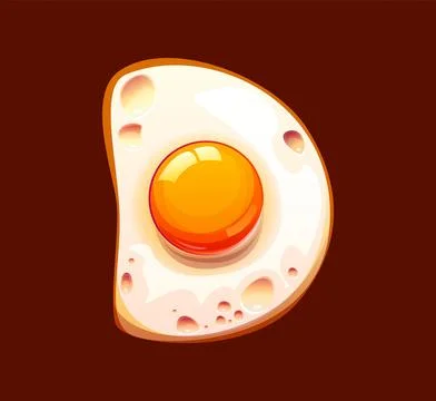 Cartoon fried egg breakfast font typeface letter D Stock Illustration