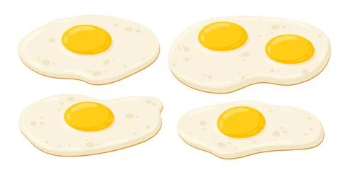 Cartoon fried eggs, omelet - vector illustration set. Organic farm product Stock Illustration