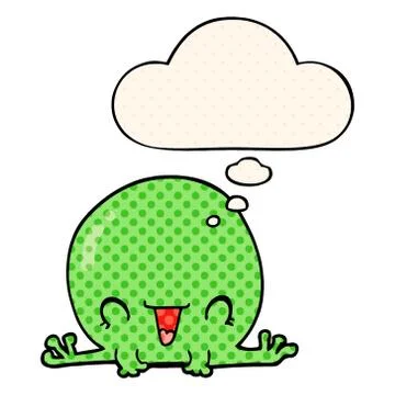 Cartoon frog and thought bubble in comic book style Illustrazione stock