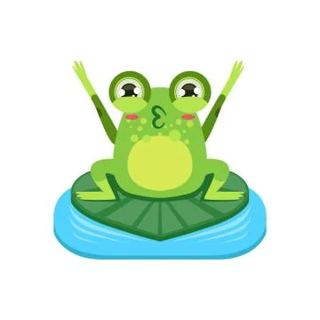 Cartoon Frog Character Cheering 스톡 일러스트