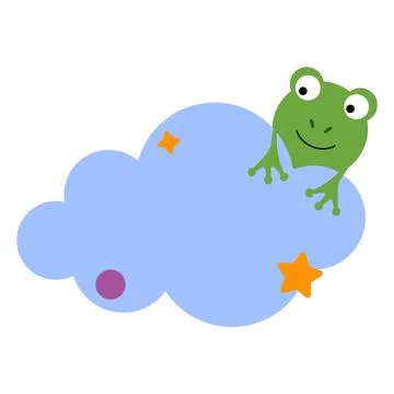 Cartoon frog on a cloud. Good night, lullaby theme. Vector isolated on a wh.. Stock Illustration