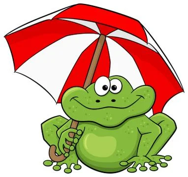 Cartoon frog with umbrella Stock Illustration