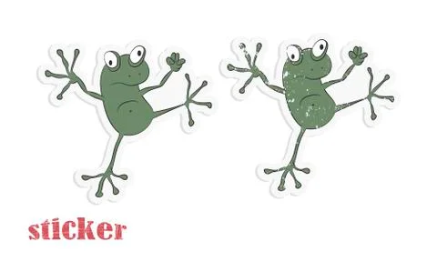 Cartoon frog. Vector illustration in the form of a sticker. Stock Illustration