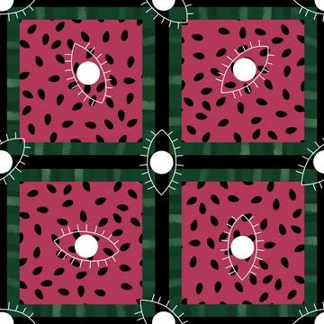 Cartoon fruit seamless watermelon pattern for wrapping paper and fabrics Stock Illustration