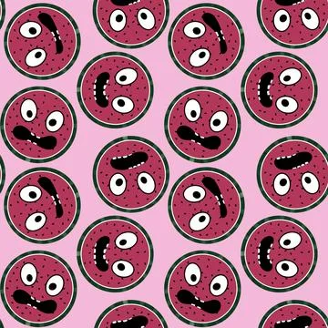 Cartoon fruit seamless watermelon pattern for wrapping paper and fabrics Stock Illustration