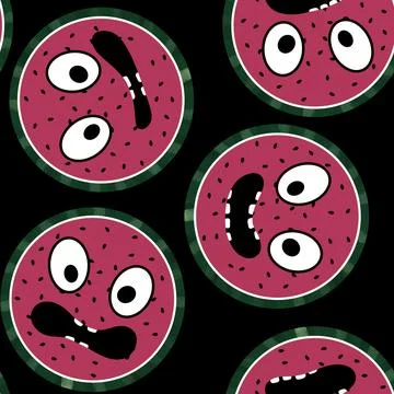 Cartoon fruit seamless watermelon pattern for wrapping paper and fabrics Stock Illustration