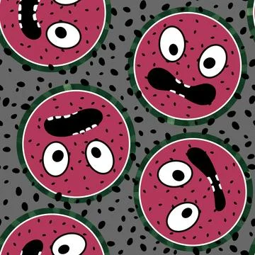 Cartoon fruit seamless watermelon pattern for wrapping paper and fabrics Stock Illustration