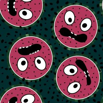 Cartoon fruit seamless watermelon pattern for wrapping paper and fabrics Stock Illustration