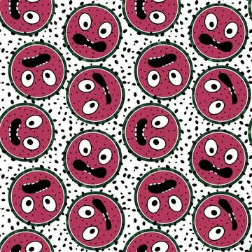 Cartoon fruit seamless watermelon pattern for wrapping paper and fabrics Stock Illustration